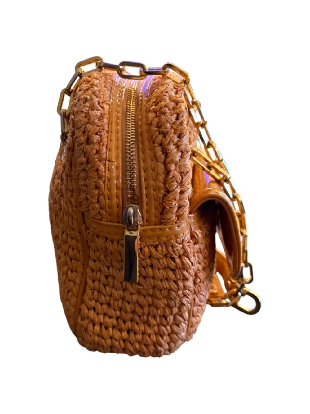 Tory Burch Straw Turnlock Mini Crossbody Bag with Tags